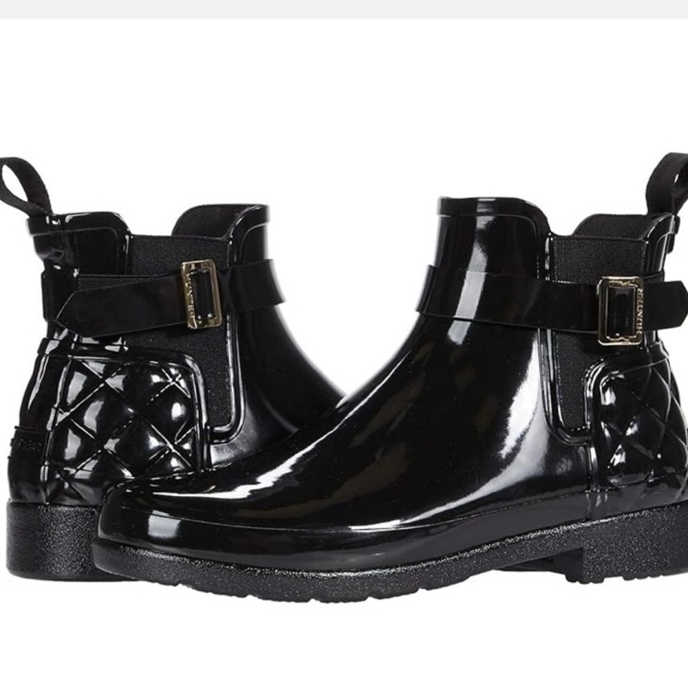 Hunter black quilted short rainboots